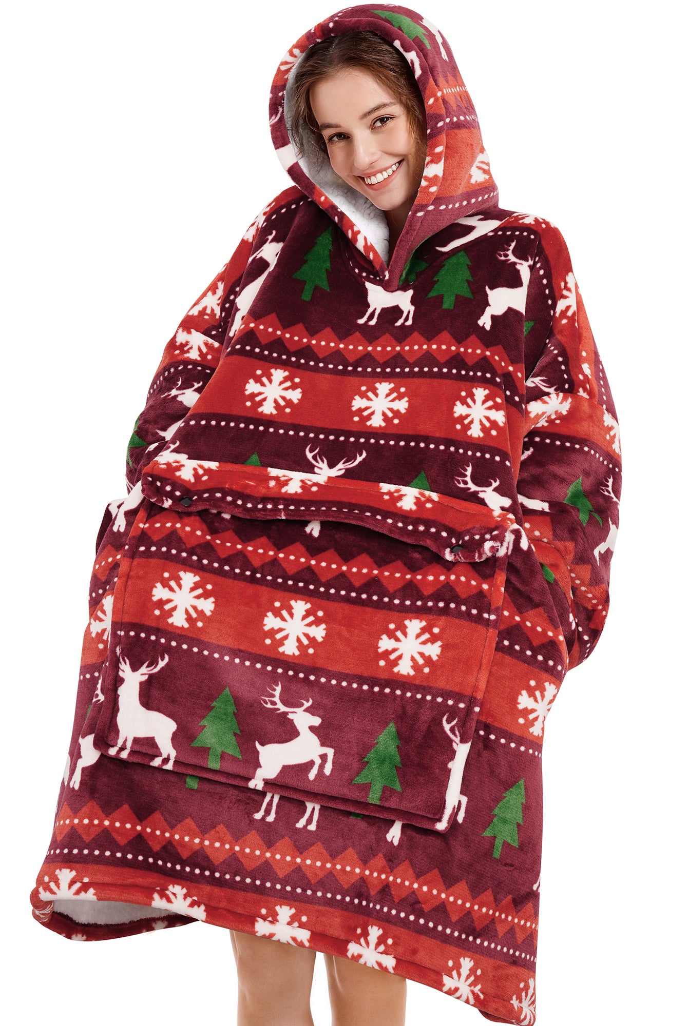 Christmas Reindeer Blanket Hoodie - NARECTE