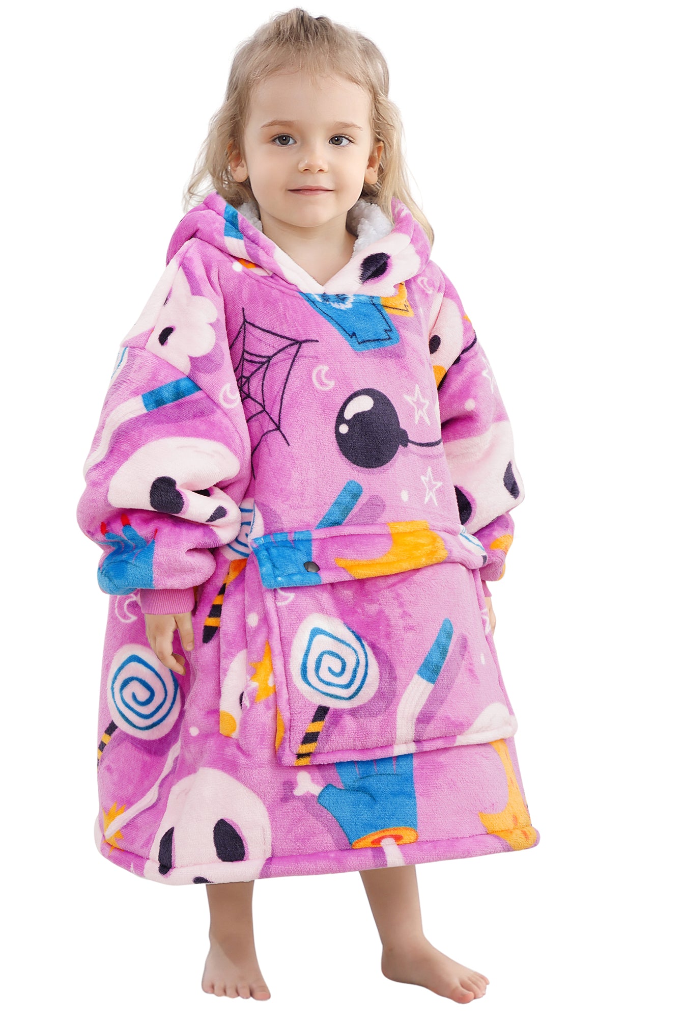 Purple Ghost Blanket Hoodie Kids - NARECTE