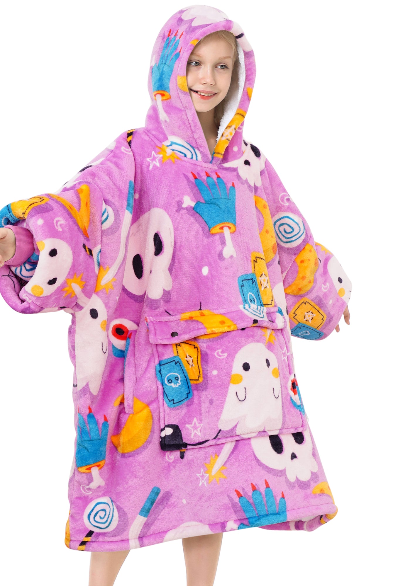 Purple Ghost Blanket Hoodie Teen - NARECTE